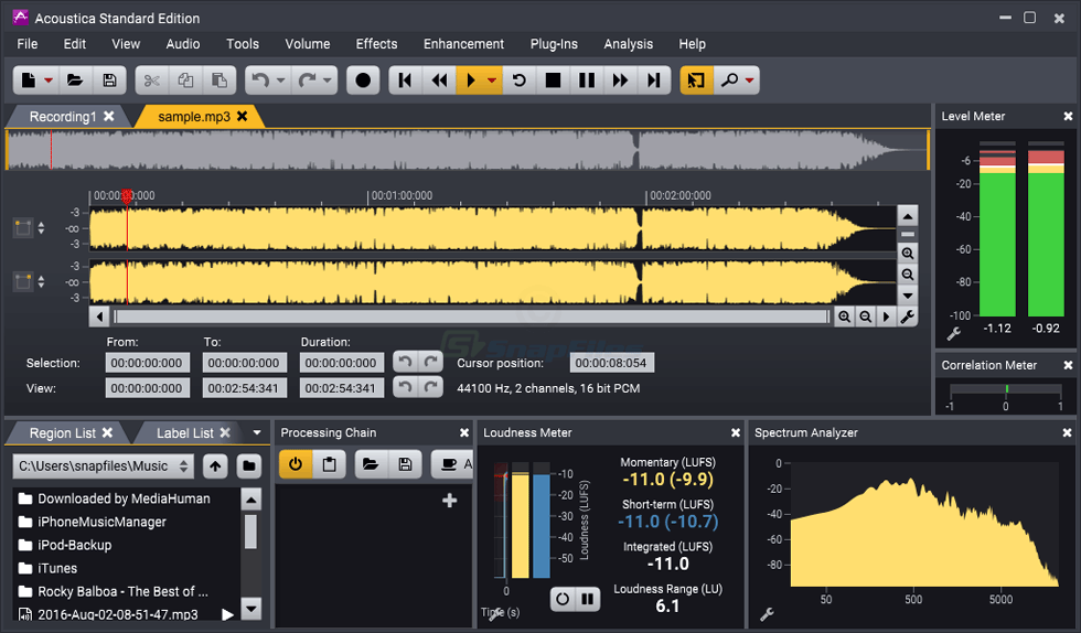 screen capture of Acoustica