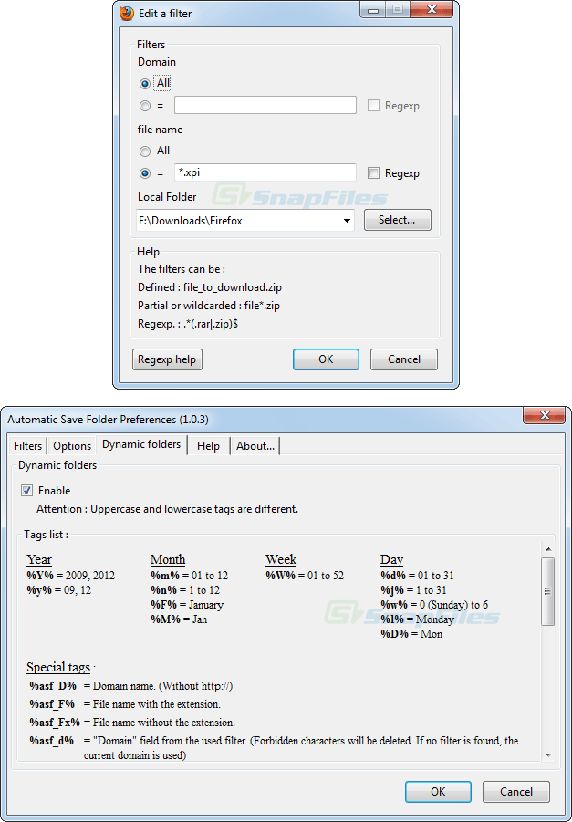 screenshot of Automatic Save Folder