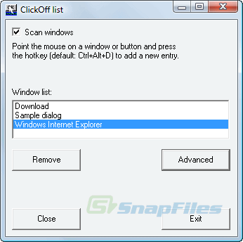 screen capture of ClickOff