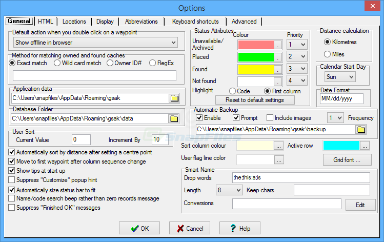 screenshot of GSAK (Geocaching Swiss Army Knife)