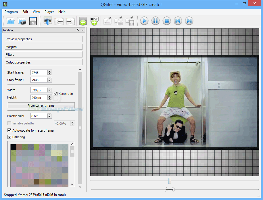 screen capture of QGifer