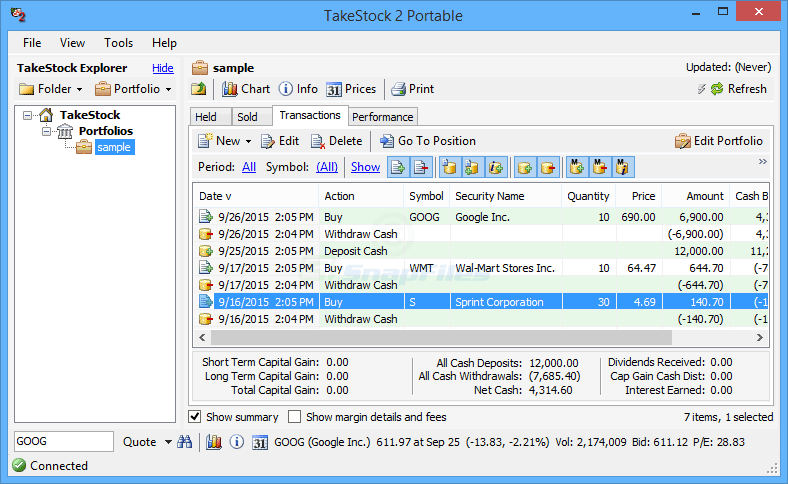 screenshot of TakeStock