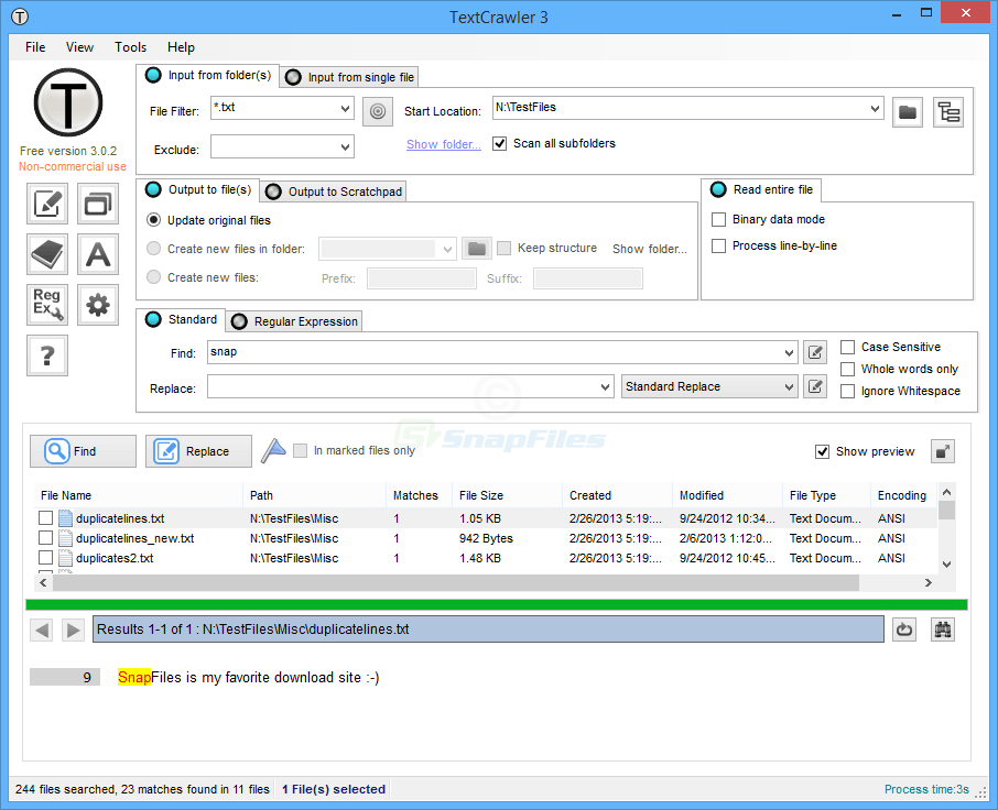 screen capture of TextCrawler