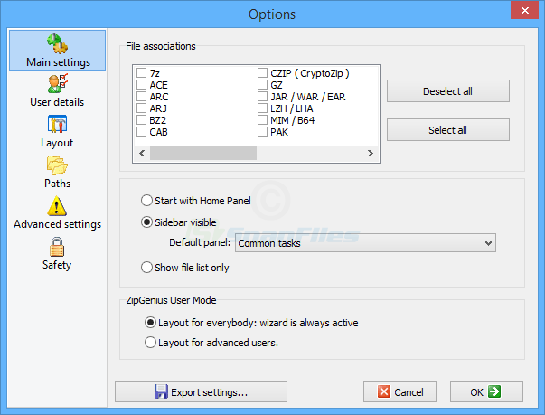 screenshot of ZipGenius